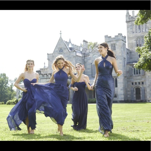 Satin Dress Beaded Pocket Details & Soft Pleating at the Natural Waist. - Picture 3 of 6